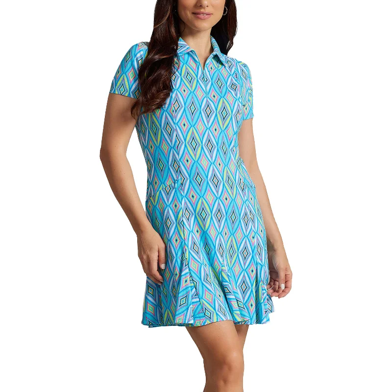 IBKUL Women's Romina Short Sleeve Dress - Seafoam Multi