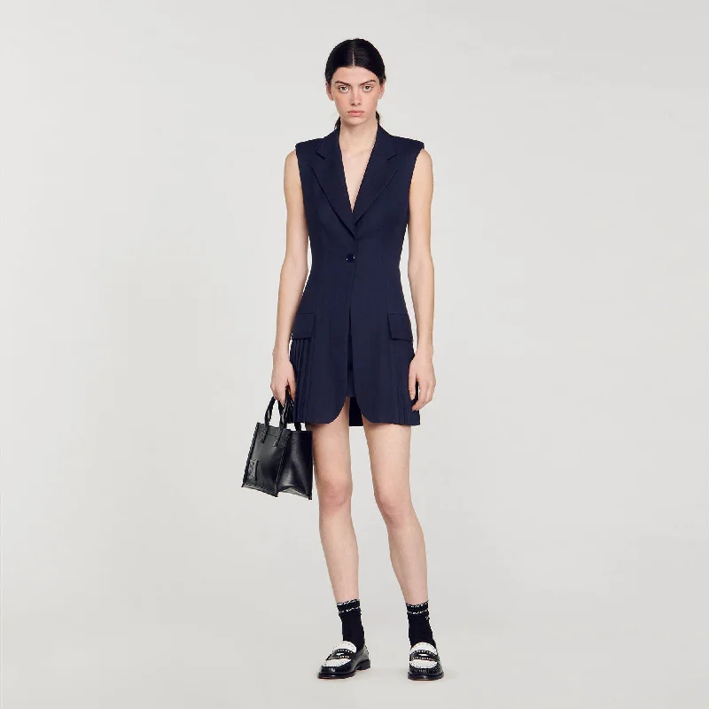 Short Pleated Suit Dress