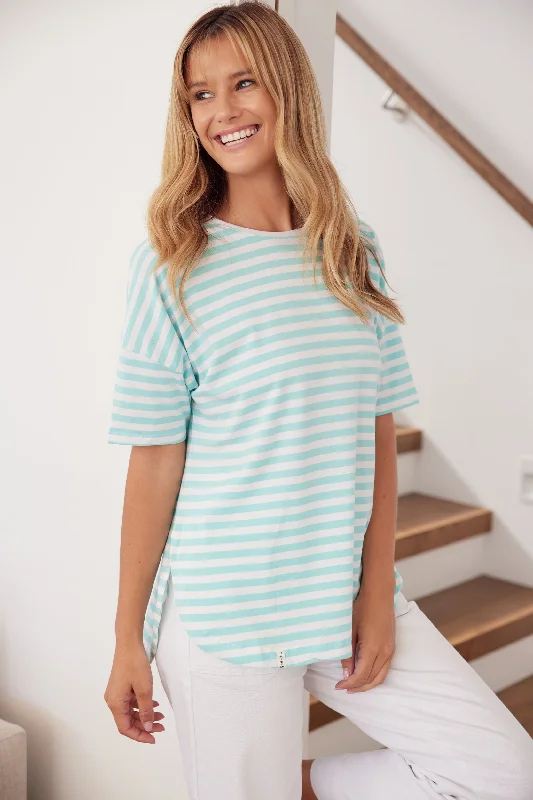 Lauren Short Sleeve Tee - Tonic Blue/White Stripe