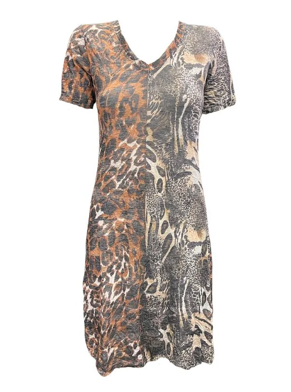 David Cline Amelia Short Sleeve V-Neck Dress - Cat