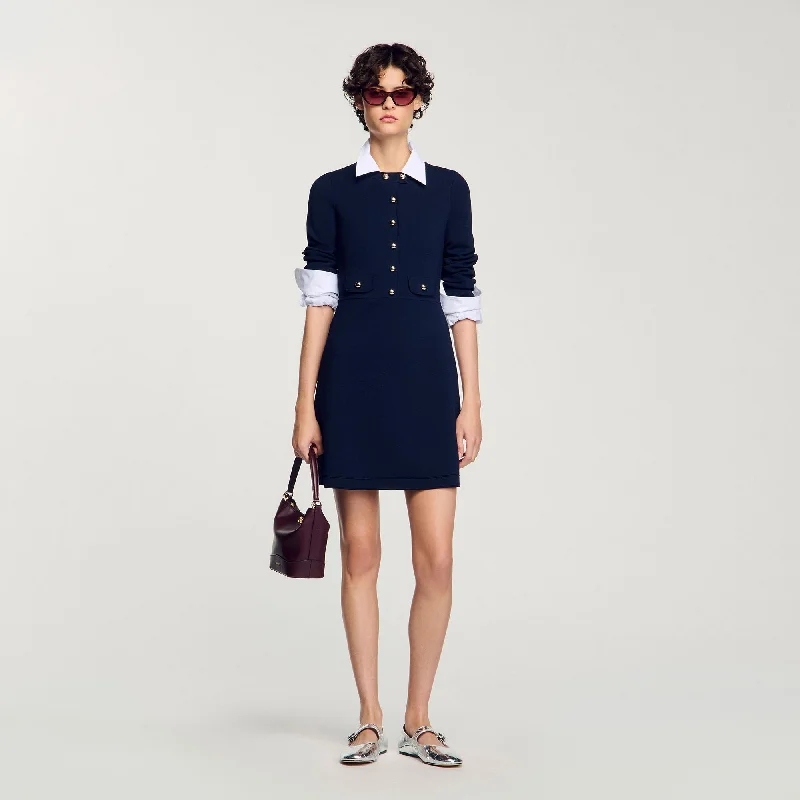 Short Button-Up Knit Dress