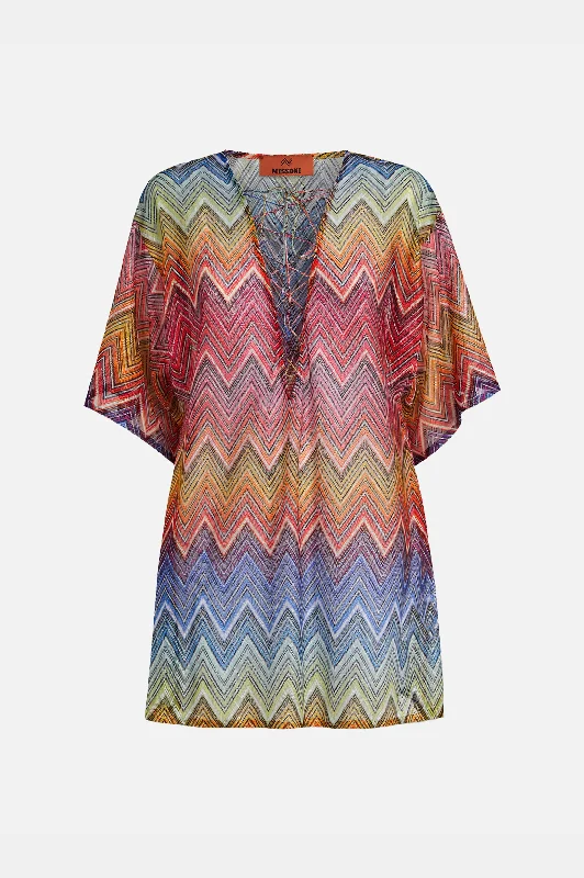 Short Zigzag Kaftan in Multi