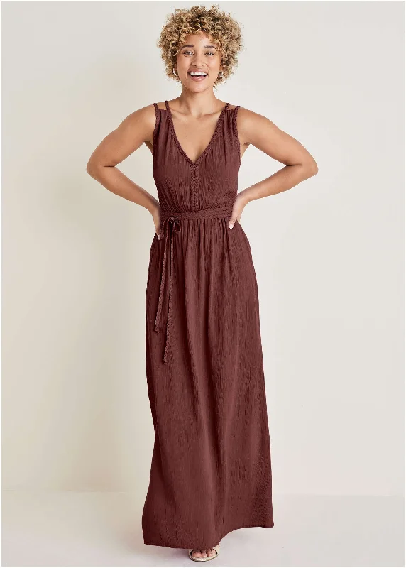 Braided Detail Maxi Dress - Auburn