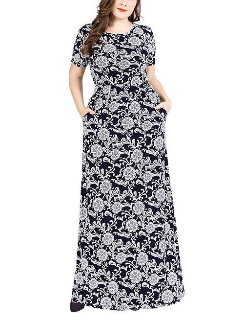 Plus Size Short Sleeve Maxi Dress (Muslimah Friendly) (EXTRA BIG SIZE)