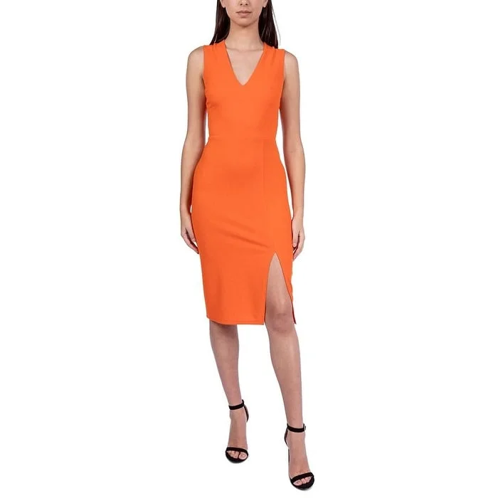 B Darlin Women's Crisscross Knee Length Bodycon Dress Orange Size 2TB