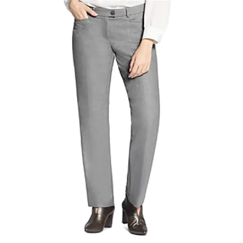 Basler Women's Playful Elegance Straight Leg High Rise Dress Pants Gray Size 42