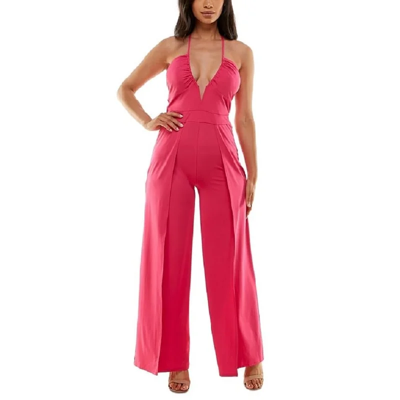 Bebe Women's Strappy Slit Leg Jumpsuit Pink Size Small