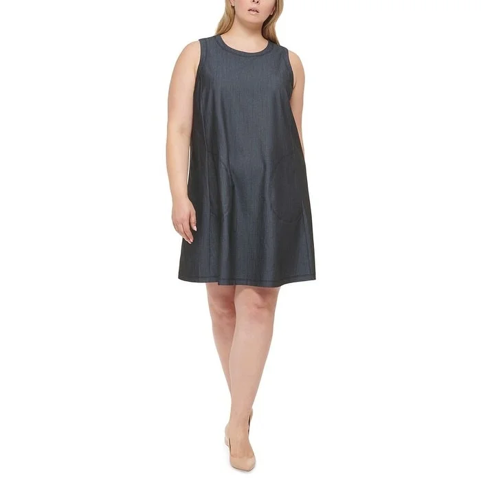 Calvin Klein Women's Denim Shift Dress Blue Size 20W