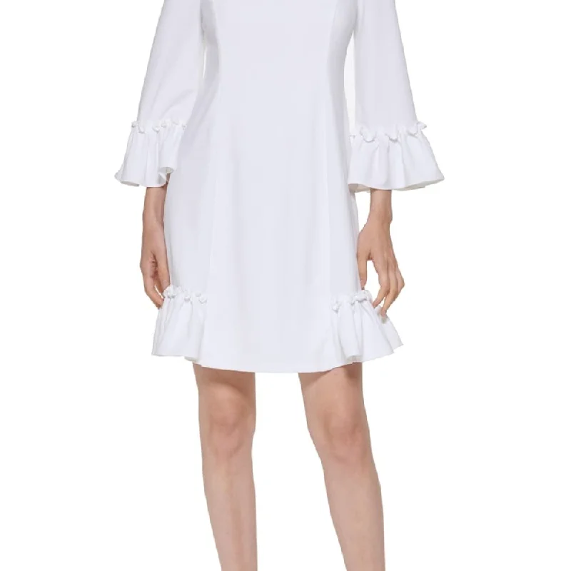 Calvin Klein Women's Ruffled A Line Dress White Size 6