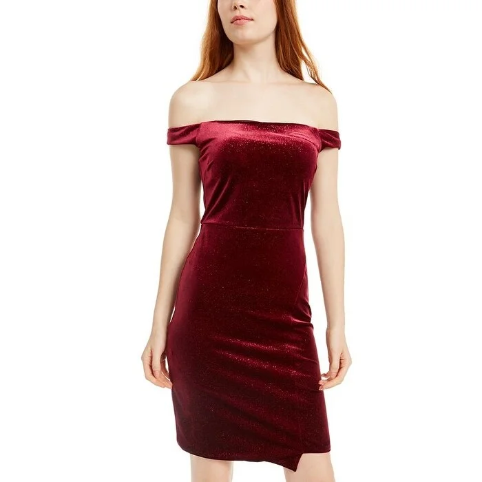 Crystal Doll Women's Glitter Short Body Con Dress Red Size 15