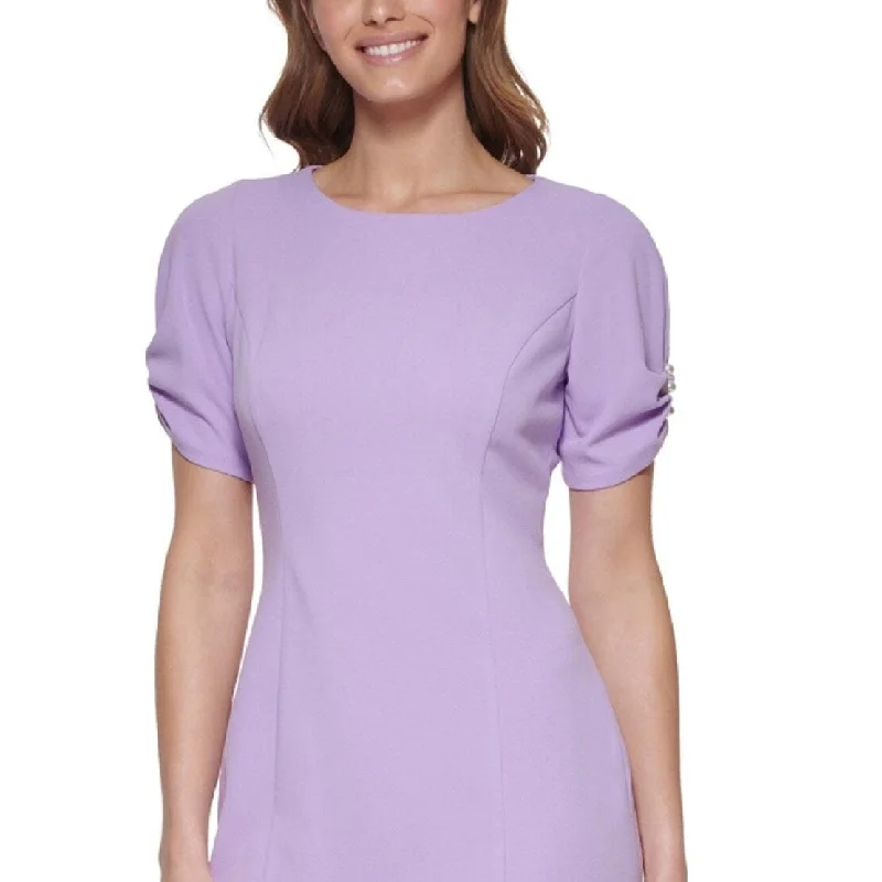 Dkny Women's Puff Sleeve Sheath Dress Purple Size 2