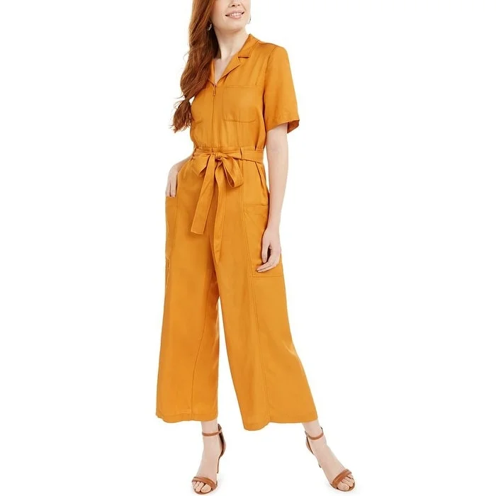 French Connection Women's Enzo Drape Belted Jumpsuit Yellow Size 4