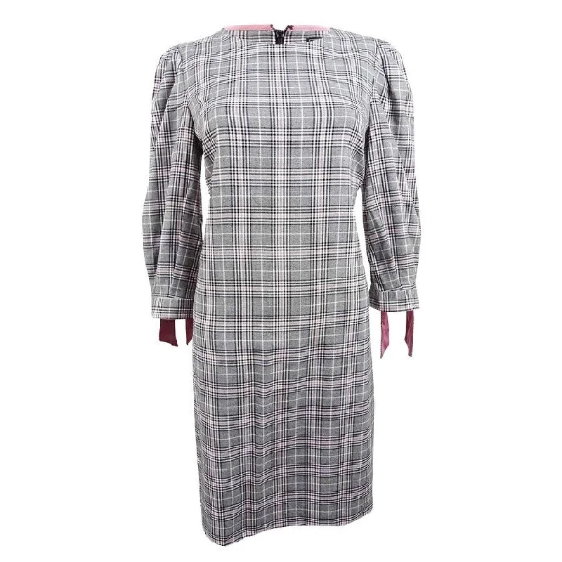 Jessica Howard Women's Plaid Tie-Sleeve Dress