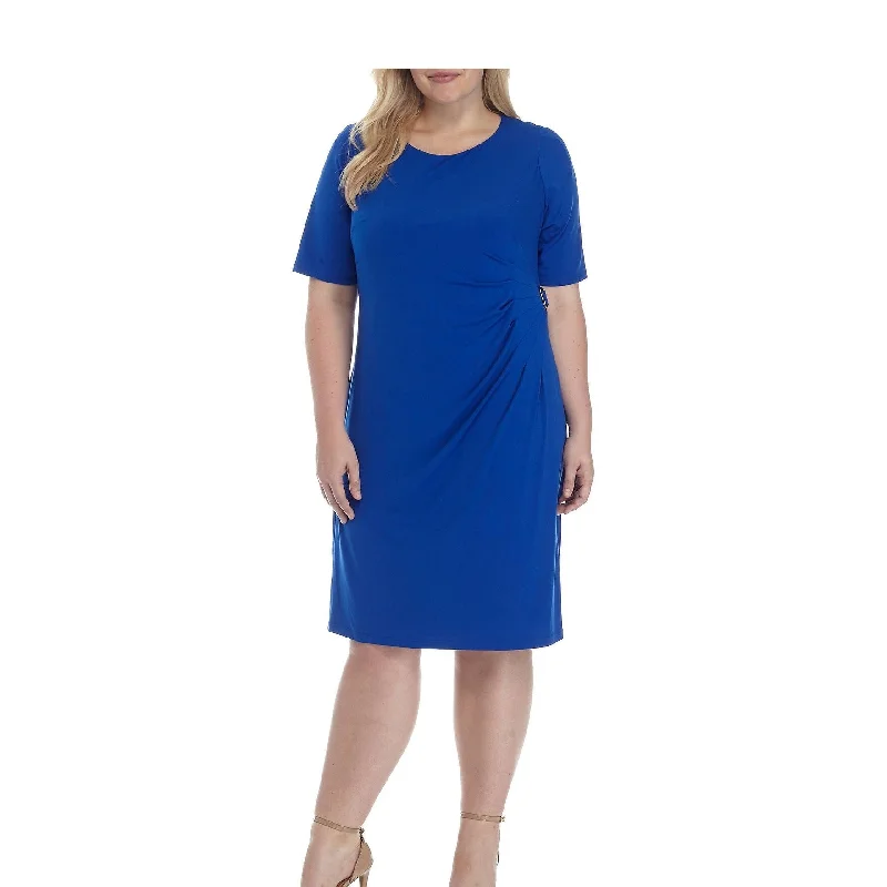 Jessica Howard Women's Plus Size Side-Ruched Dress Blue Size 16