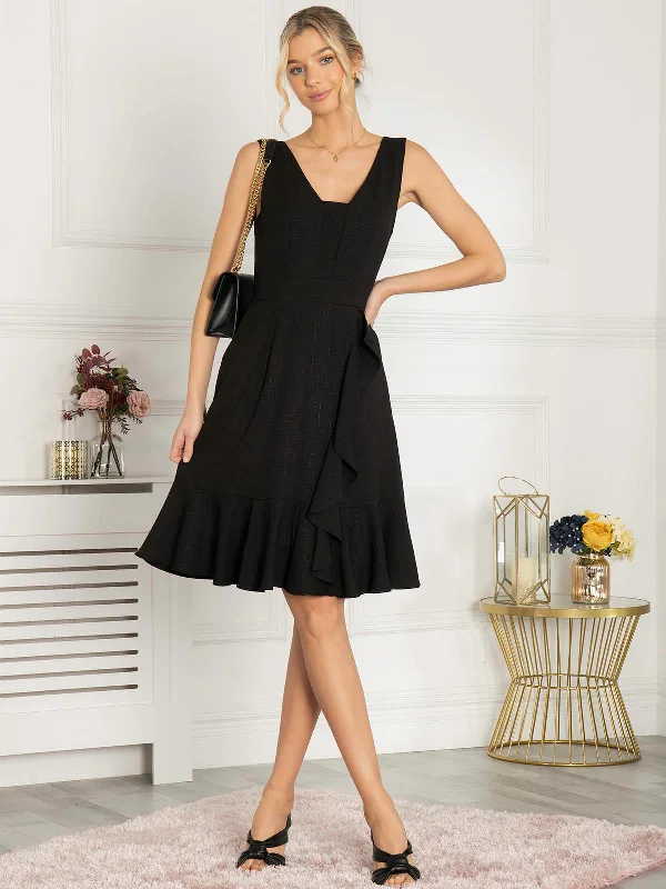 Jolie Moi Sonya Flounce Shift Dress, Black