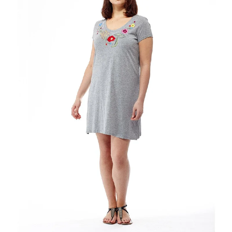 La Cera Women's Short-sleeve Cotton Embroidered Dress