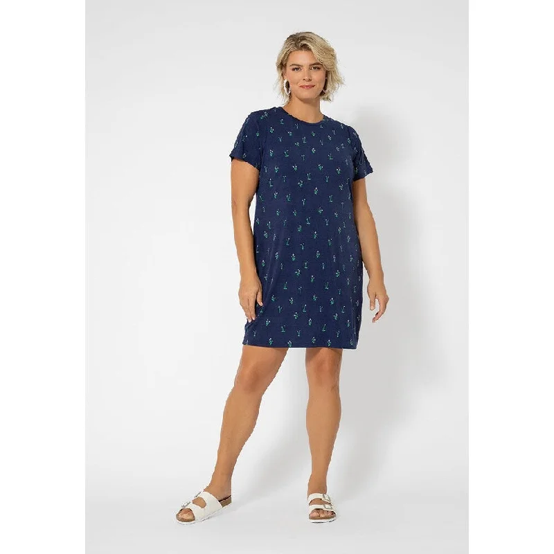 Leota Women's Print Short Sleeve T-Shirt Dress Blue