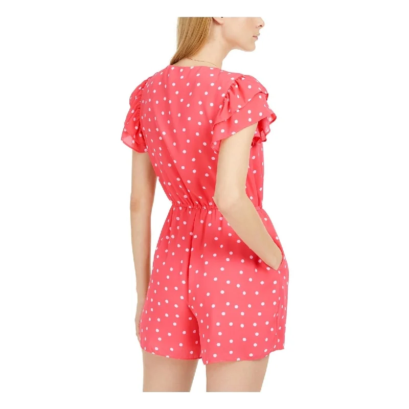 Maison Jules Women's Julie Dot Print Flutter Romper Pink Size Xx-Large