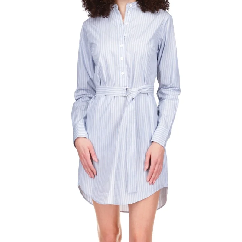 Michael Kors Women's Striped Poplin Shirt Dress Blue Size X-Small