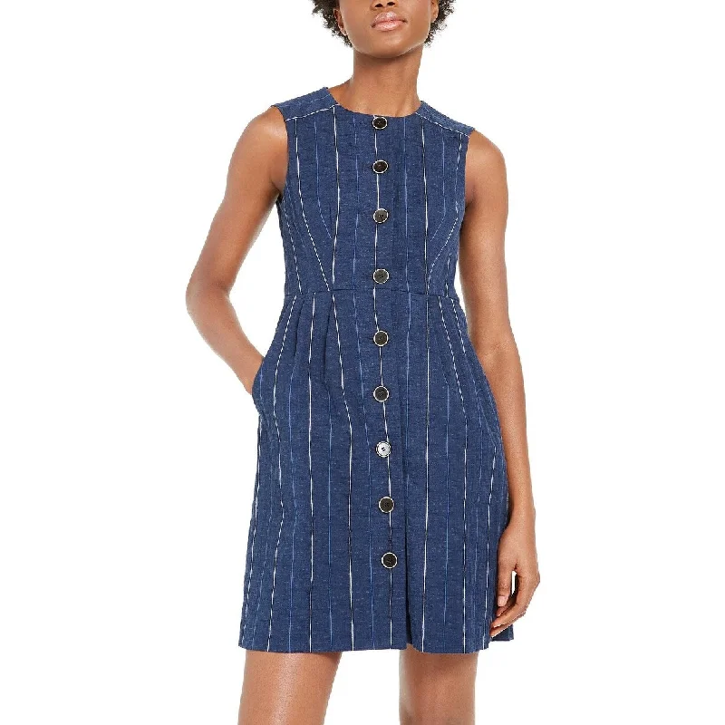 Nanette Lepore Women's Striped Denim Sheath Dress Blue Size 4