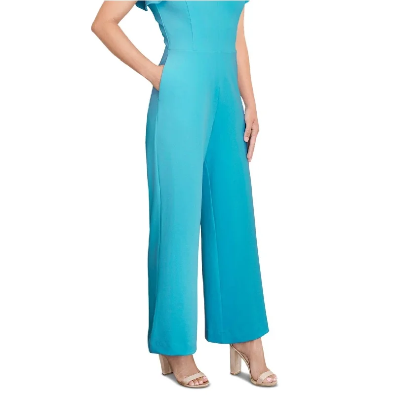 Rachel Roy Women's Ruffled Sleeve Cropped Jumpsuit Blue Size X-Small