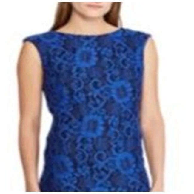 Ralph Lauren Women's Two Tone Floral Lace Dress Blue Size 0