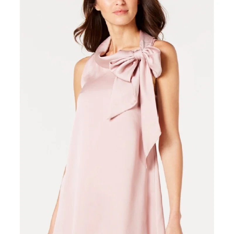 Robbie Bee Women's Tie Neck A Line Dress Pink Size 8