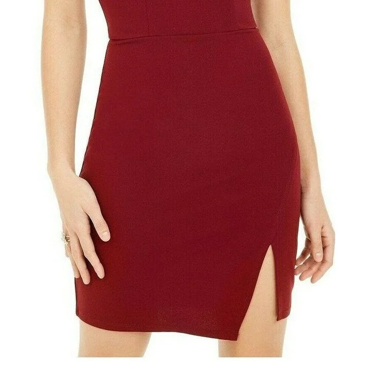 Sequin Hearts Juniors' Off-The-Shoulder Sheath Dress Red Size 1