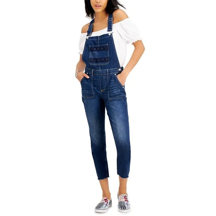 Tommy Hilfiger Women's Denim Logo Overalls Blue Size 26