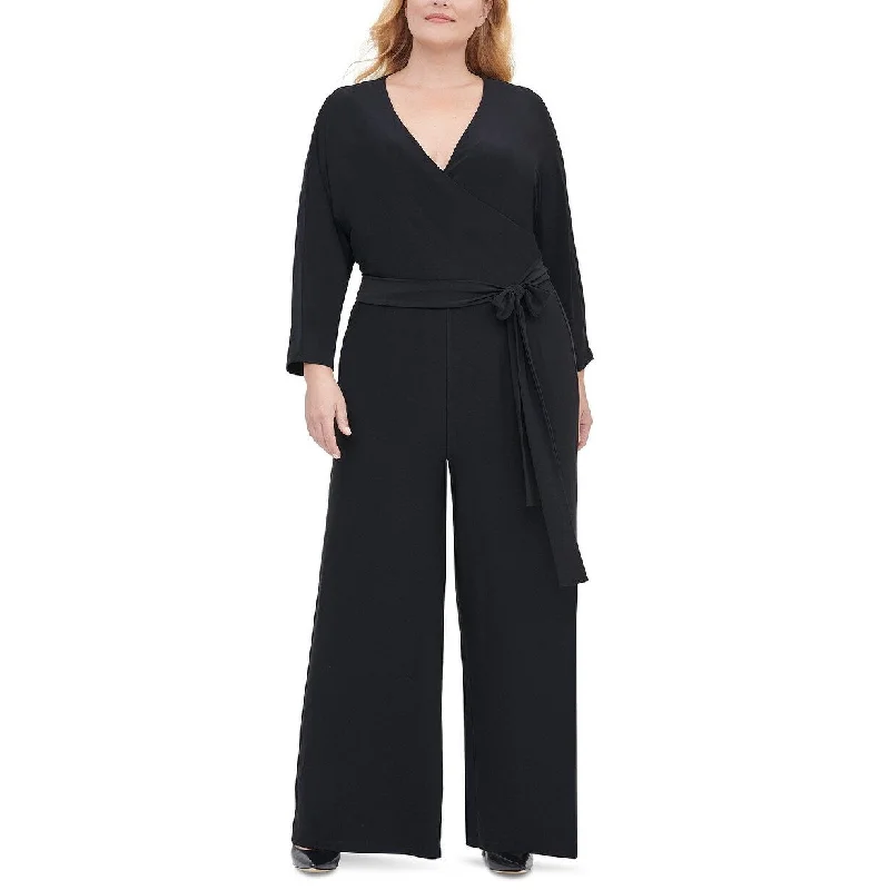 Tommy Hilfiger Women's Surplice Wide Leg Jumpsuit Black Size Petite Small - Petite Small