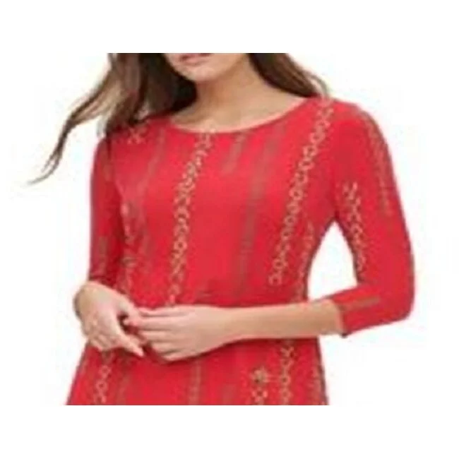 Tommy Hilfiger Women's Three Quarter Sleeve Dress Red Size 8