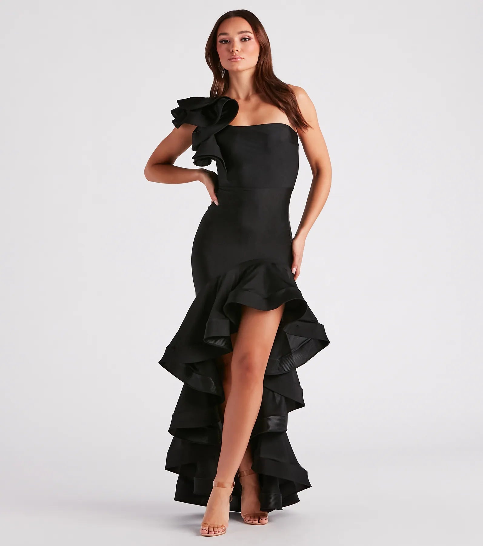 Audrey Formal Ruffled One Shoulder Dress