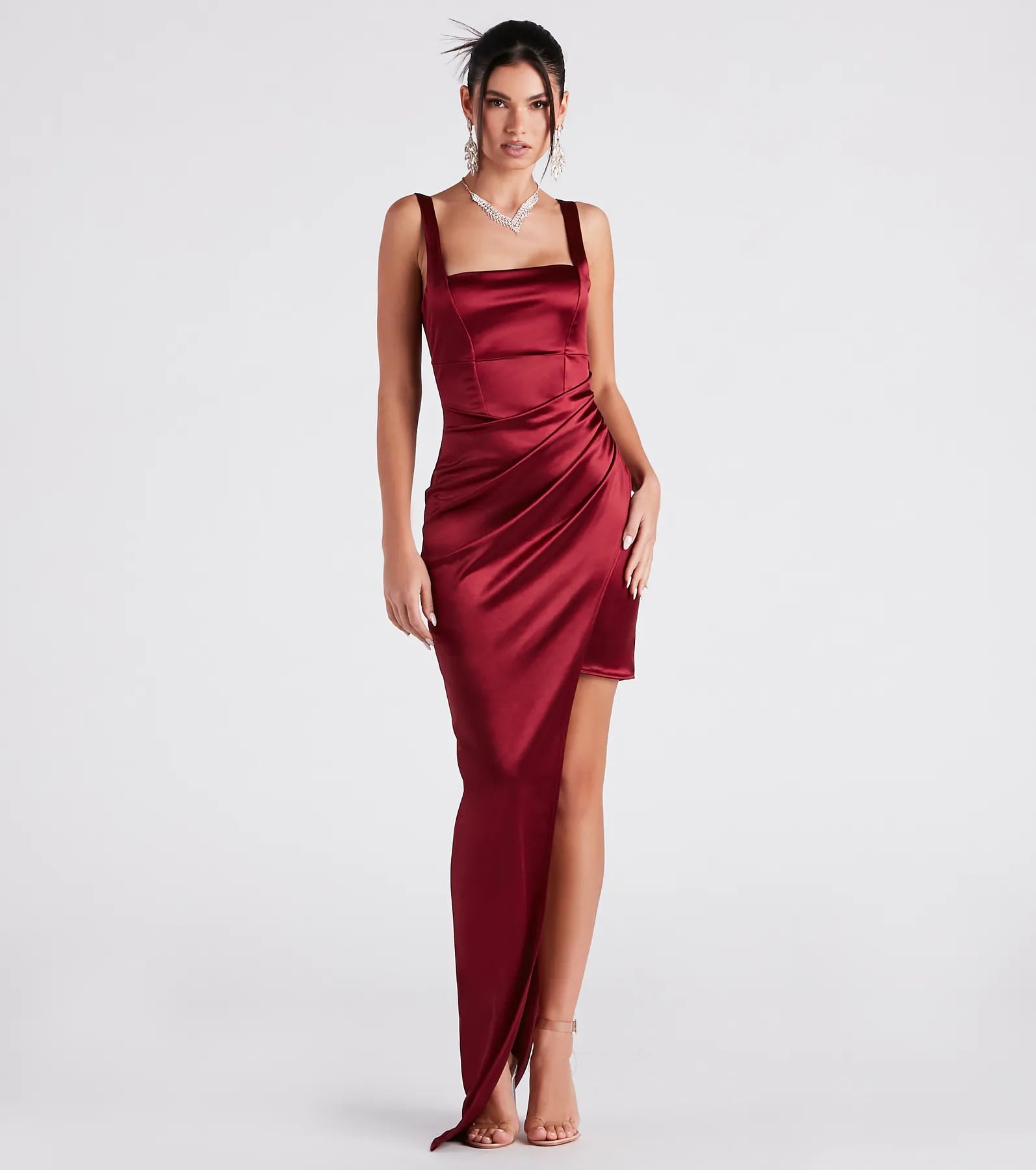 Callie High Slit Satin Formal Dress