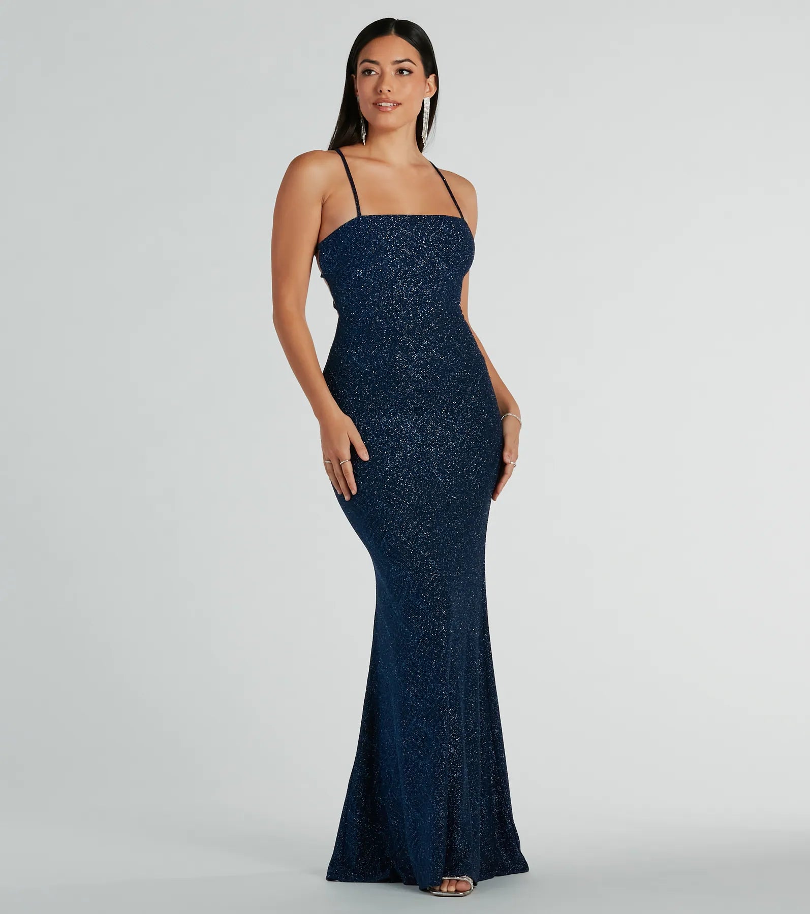 Daisia Strappy Back Mermaid Glitter Formal Dress