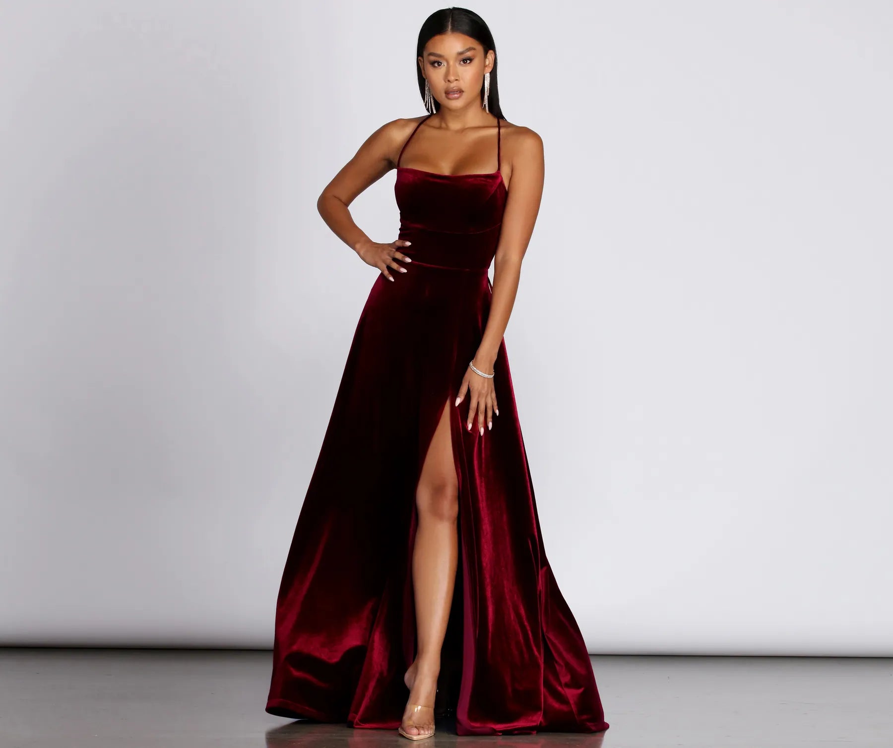 Dakota Velvet Lace Up Evening Gown