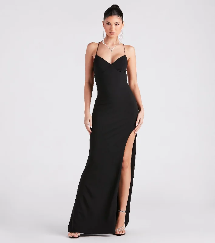 Esmerelda Formal Crepe Strappy Mermaid Dress