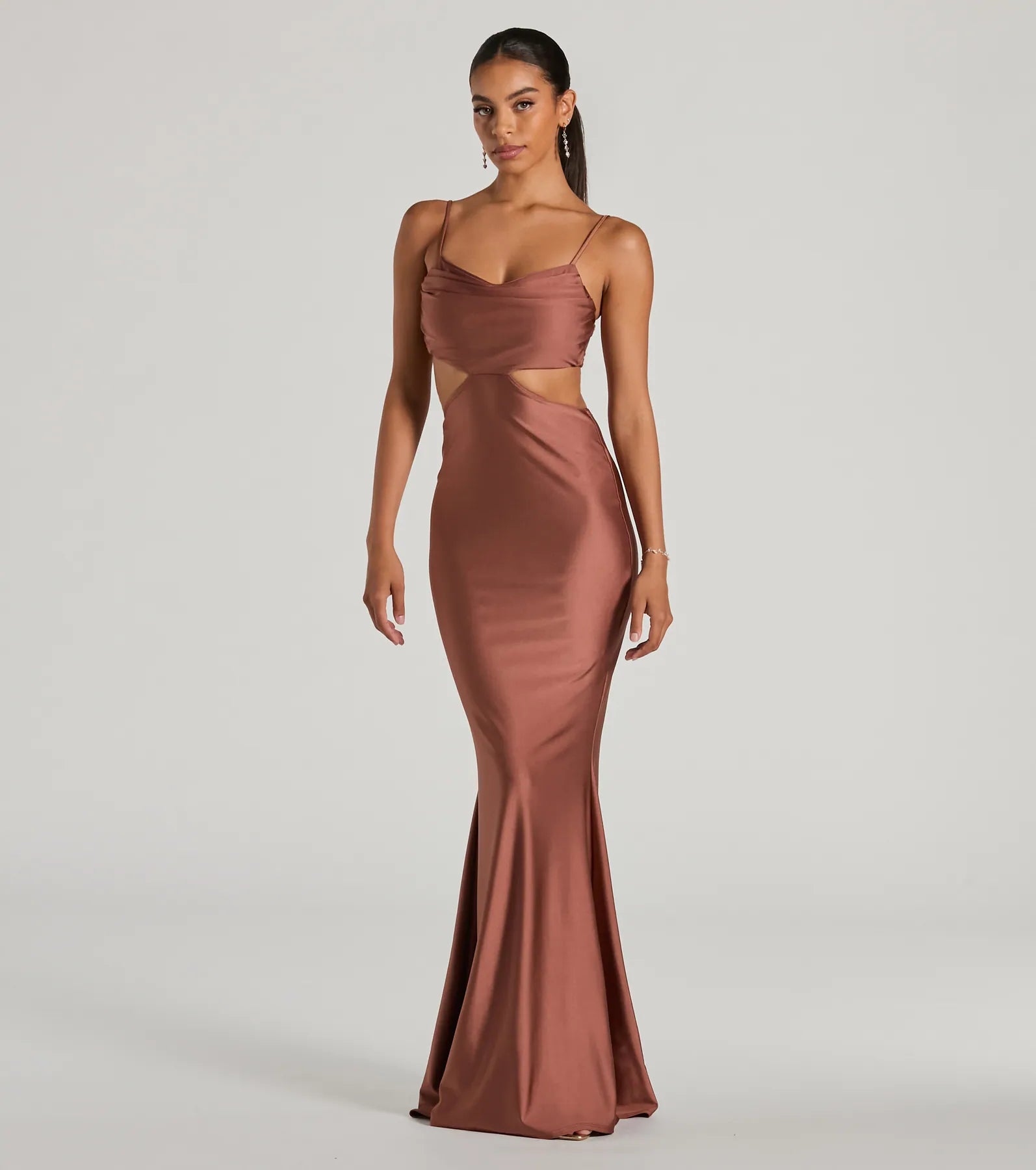 Jasmin Cowl Neck Cutout Mermiad Formal Dress