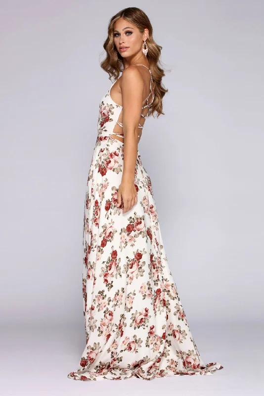 Krystal Formal Floral Open Back Dress