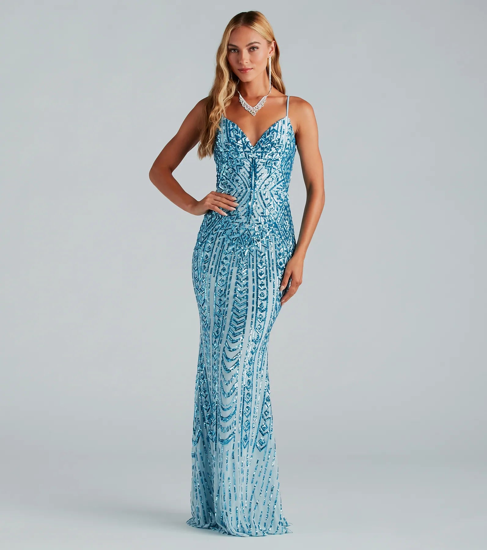 Lyndia Formal Boho Sequin Mermaid Dress