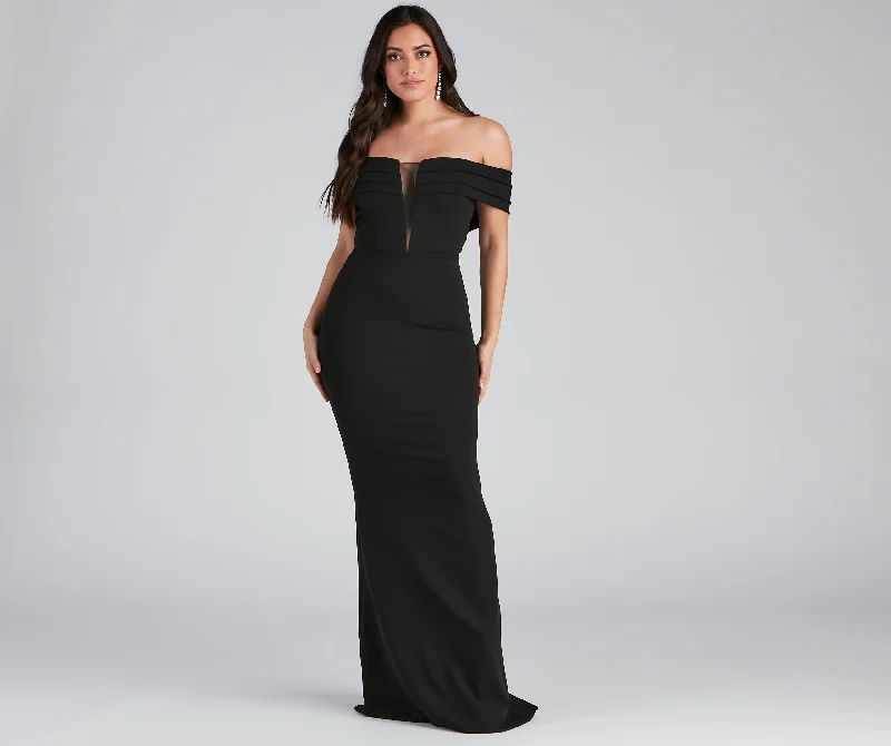 Olivia Formal Off The Shoulder Crepe Dress