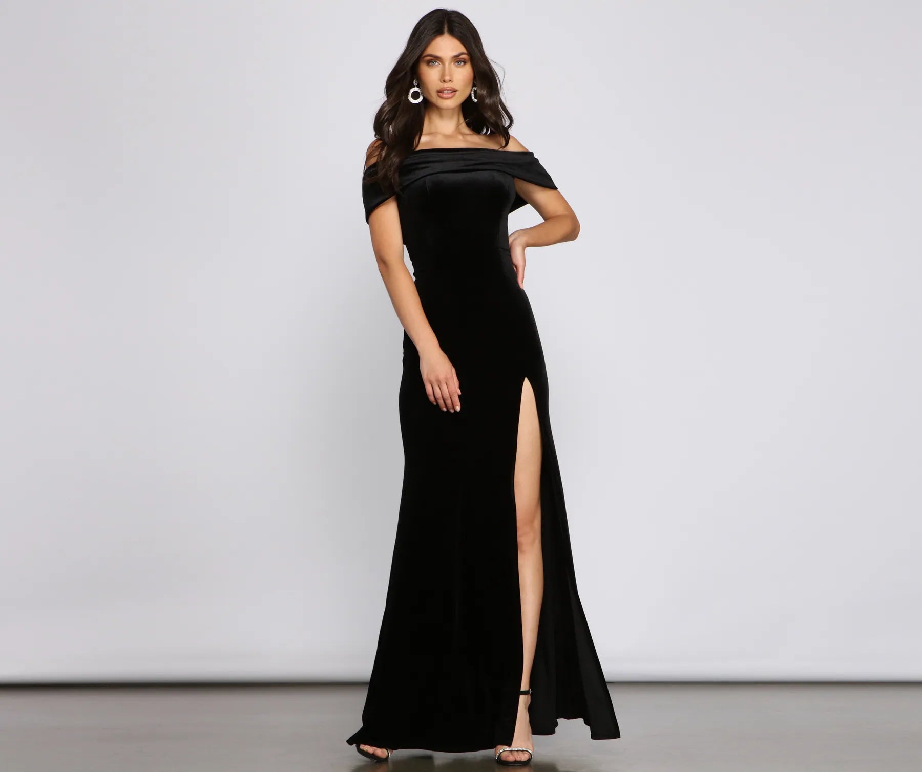 Olivia Formal Velvet Off-The-Shoulder Dress