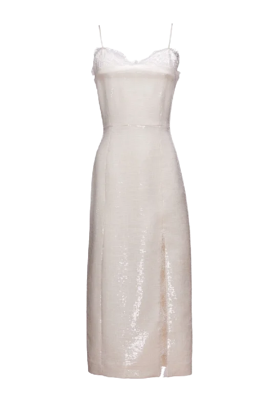 Penny Dress in Ivory Sequin Linen