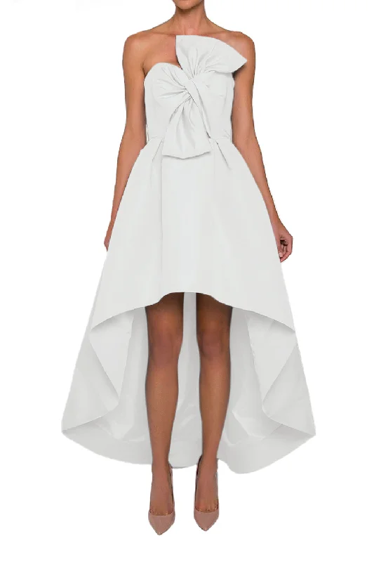 Silk Faille Twisted Bow High-Low Gown