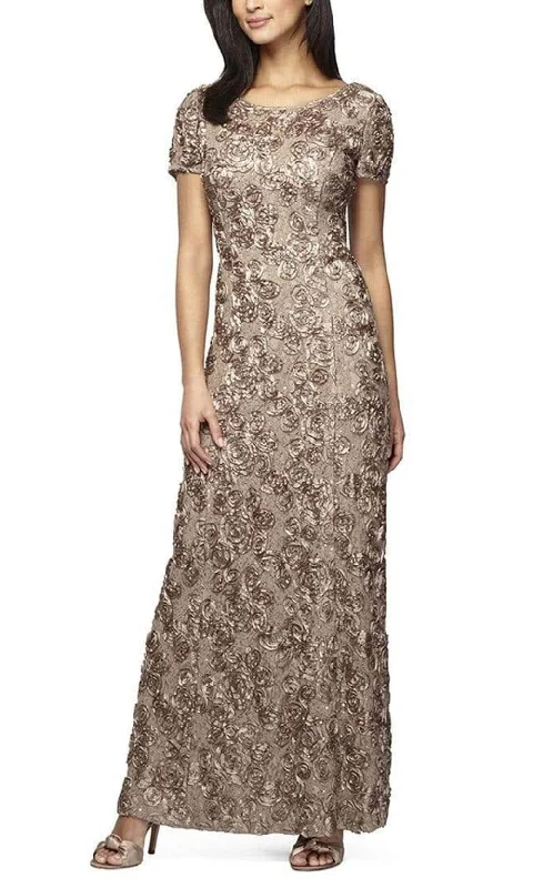 Alex Evenings - 112788 Soutache Lace Sequin Short Sleeve A-Line Gown