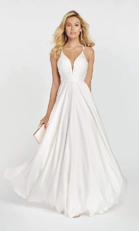 Alyce Paris - 60449 Double Strap Low Neckline Flowy Satin Chiffon Gown