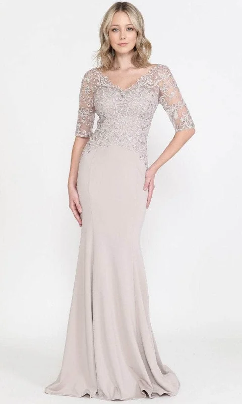 Poly USA 8560 - Quarter Length Sleeved Sheath Evening Gown