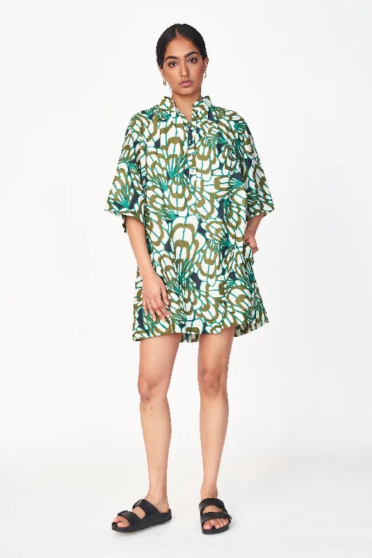 Faro Short Dress in Moss Shell