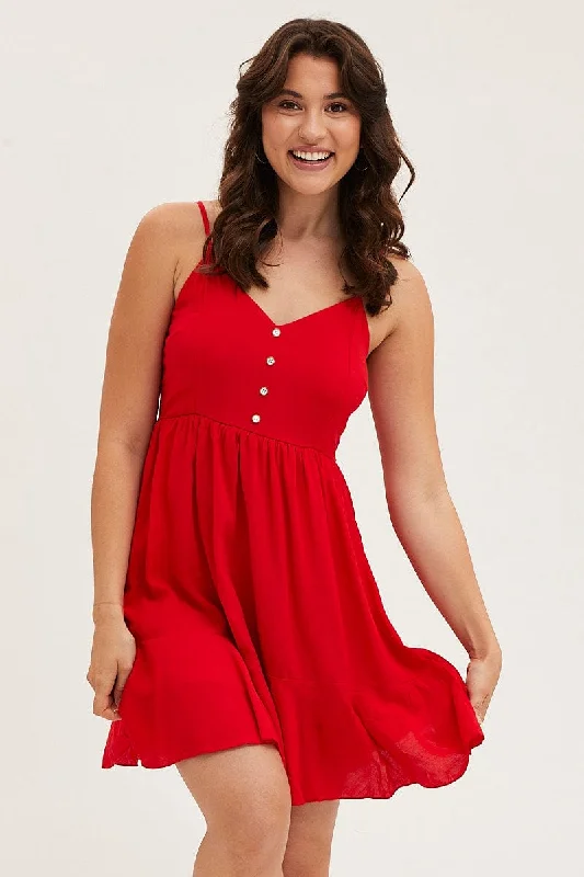 Red Chiffon Skater Dress