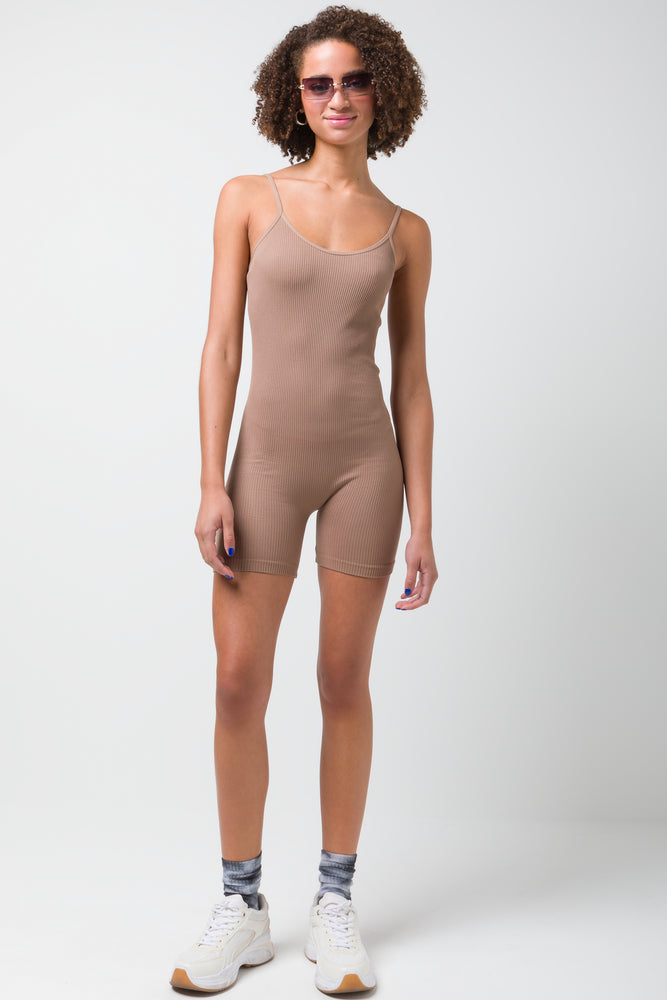 Seamless  Short Playsuit Natural