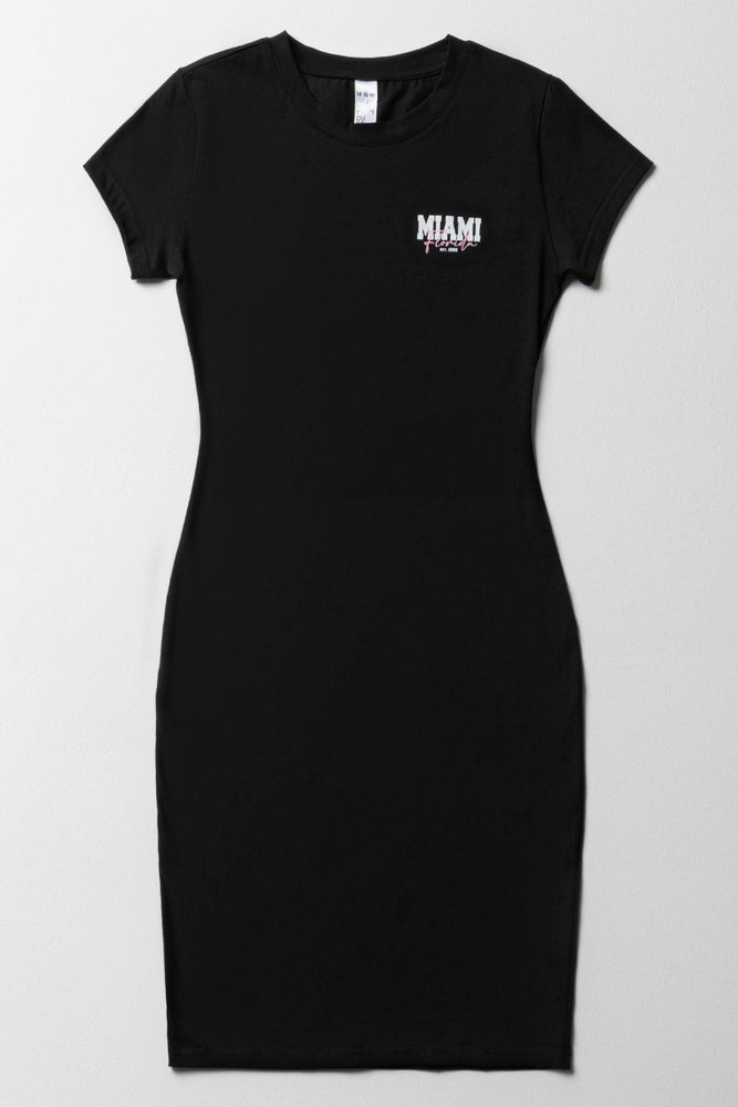 Short Sleeve Bodycon Dress Black